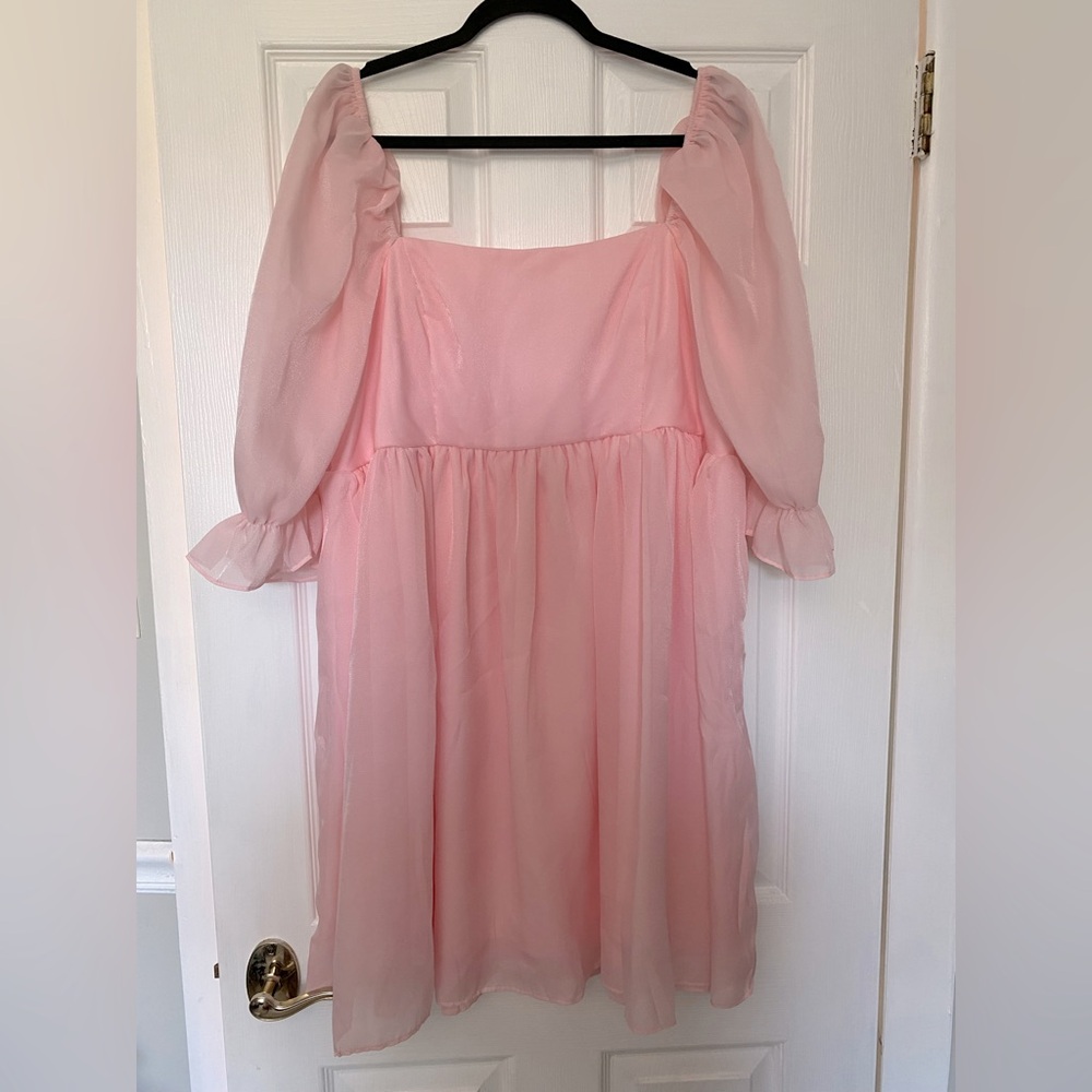 Light Pink Puff Sleeve Dress